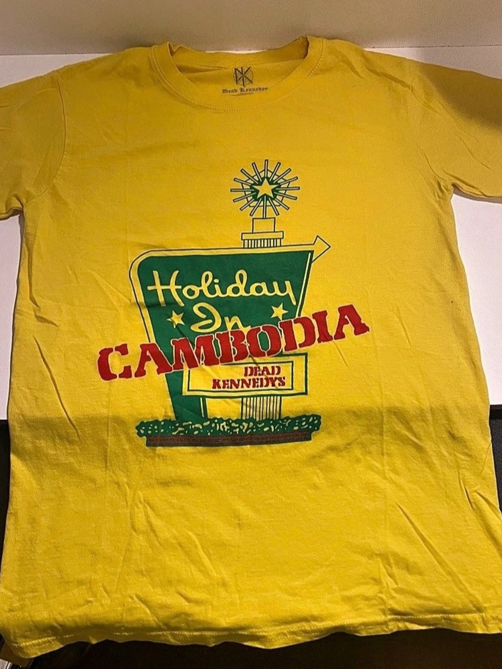 Dead Kennedys Holiday in Cambodia T-Shirt Graphic Tee Yellow Small